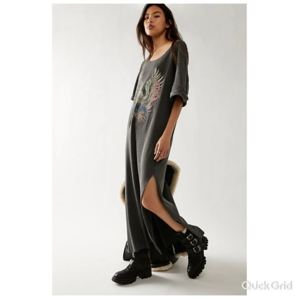 Free People x Vintage Souls Eagle Graphic Waffle Knit Maxi Dress Medium